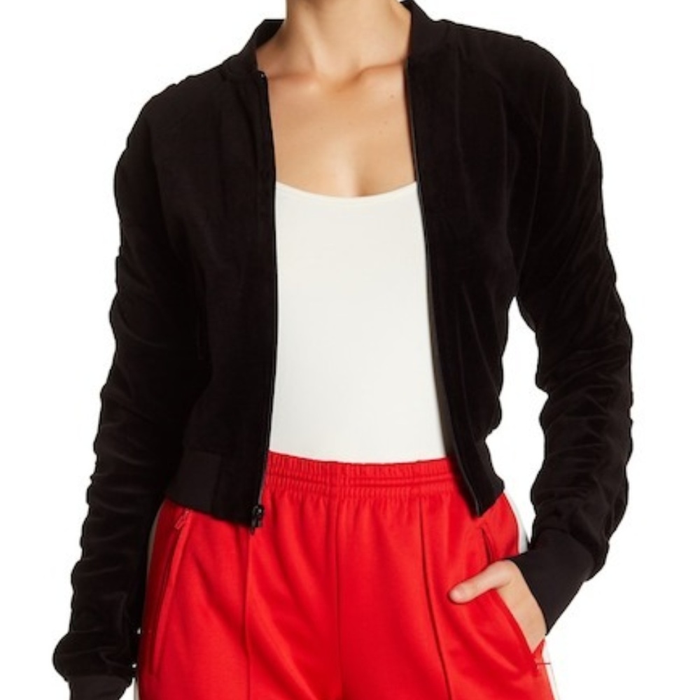 NWOT Black velour bomber jacket